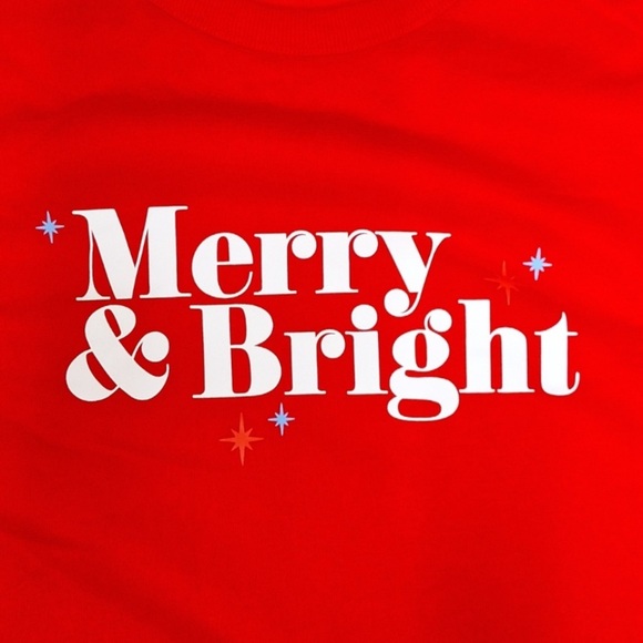 NEW! Women's "Merry & Bright" Holiday Christmas Sweatshirt, Red - Wondershop - Picture 4 of 11